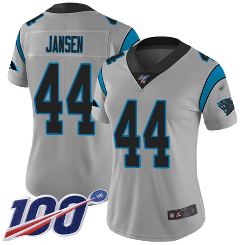Carolina Panthers Limited Silver Women J.J. Jansen Jersey NFL Football #44 100th Season Inverted Legend->women nfl jersey->Women Jersey
